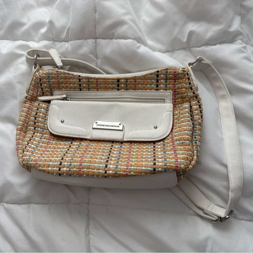 Stone Mountain Multicolor Woven Straw & Faux Leather Crossbody bag